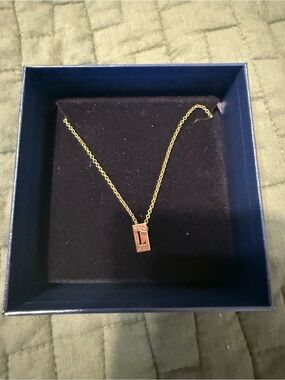 14k Rose Gold plated Letter L Pendant Necklace - Delicate Initial Jewelry